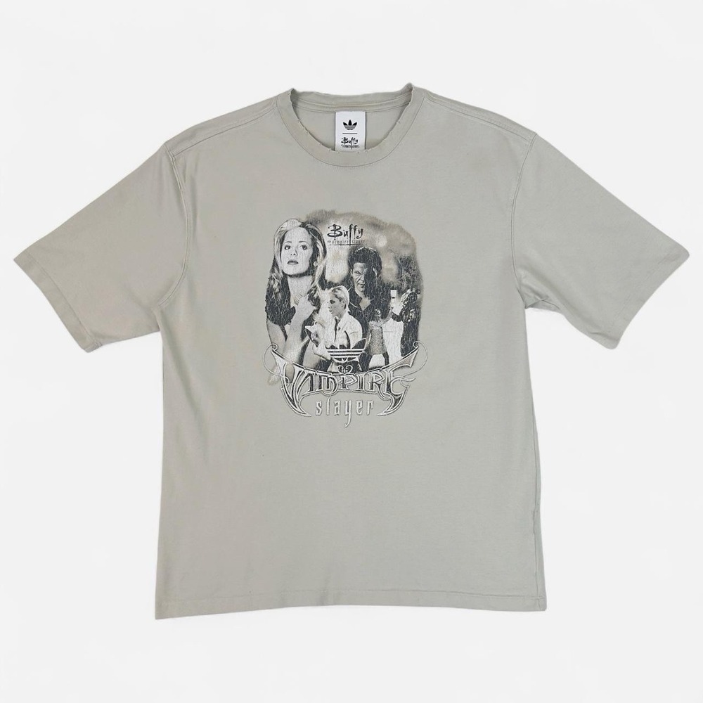 Buffy The Vampire Slayer X Adidas Distressed Gray Cotton Goth T-Shirt XS